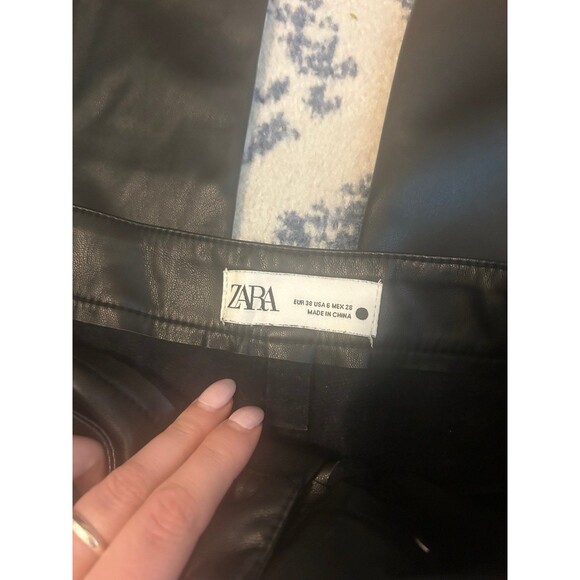 Black Faux Leather Straigt Leg Zara Pants - Picture 3 of 4